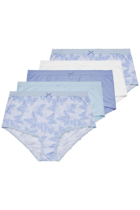 Plus Size 5 PACK Blue Butterfly Print Full Briefs | Yours Clothing  2