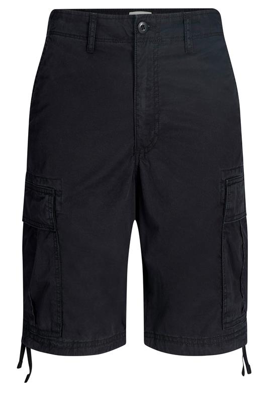 JACK & JONES Big & Tall Black Mid Rise Cargo Shorts | BadRhino 2