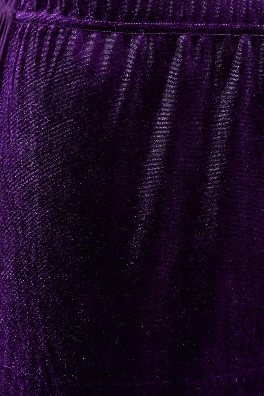 Plus Size Purple Wide Leg Stretch Velvet Trousers | Yours Clothing 4