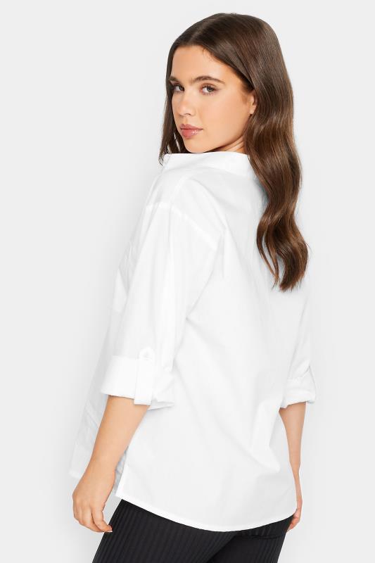 Petite White Oversized Cotton Shirt | PixieGirl 3