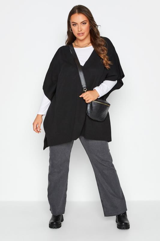 Plus Size Curve Black V-Neck Knitted Vest | Yours Clothing 2