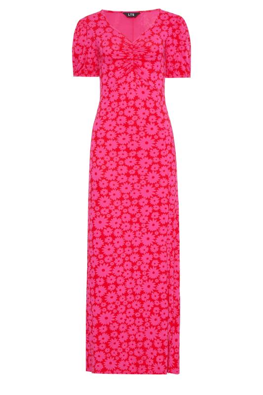 LTS Tall Hot Pink Floral Print Ruched Maxi Dress 6
