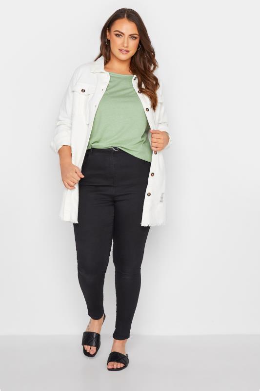 Plus Size Sage Green Long Sleeve T-Shirt | Yours Clothing 2