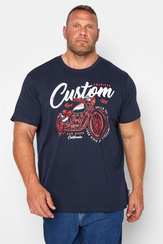 Men's  BadRhino Navy Custom Motorbike T-Shirt