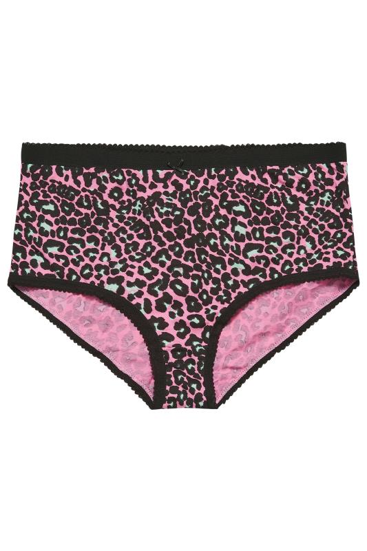 Plus Size 5 PACK Bright Pink Animal Print High Waisted Full Briefs | Yours Clothing  6