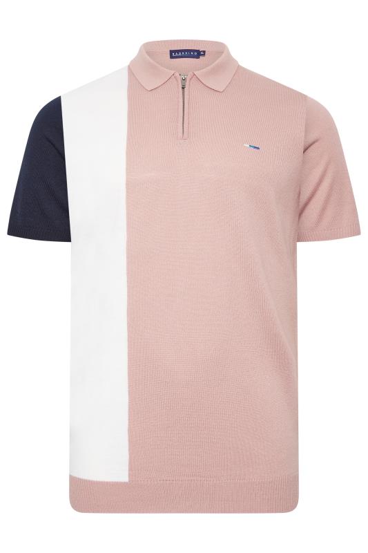 BadRhino Big & Tall Pink Stripe Knitted Polo Shirt | BadRhino 3