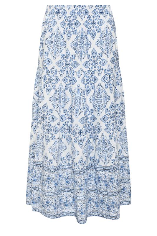 M&Co Blue Tile Print Tiered Maxi Skirt | M&Co 5