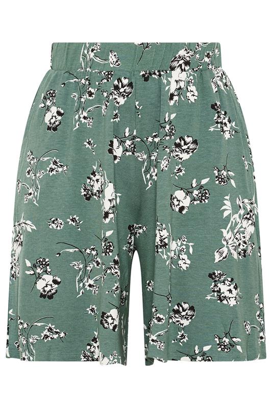 YOURS Plus Size Green Floral Shorts | Yours Clothing 5
