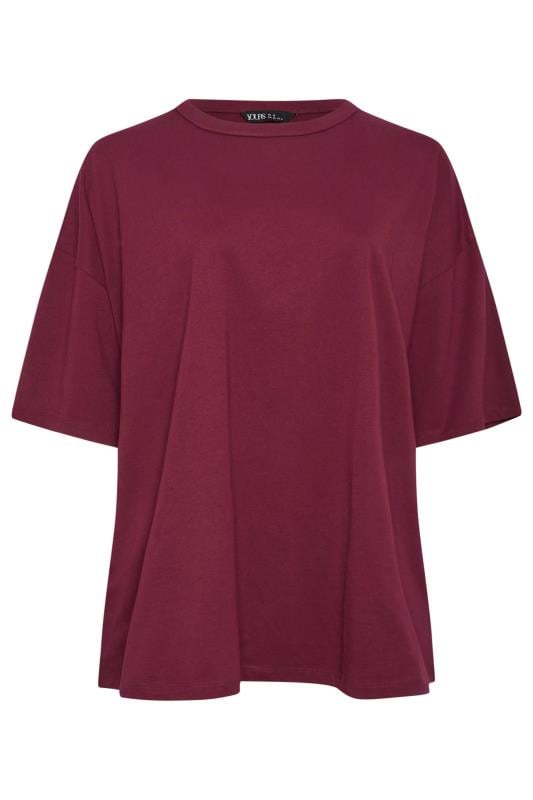 YOURS Plus Size Wine Red Boxy Oversized T-Shirt | Yours Clothing  5