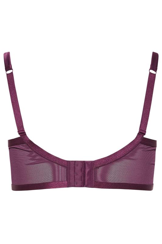 Berry Red Lace Satin Trim Balcony Bra | Yours Clothing 5
