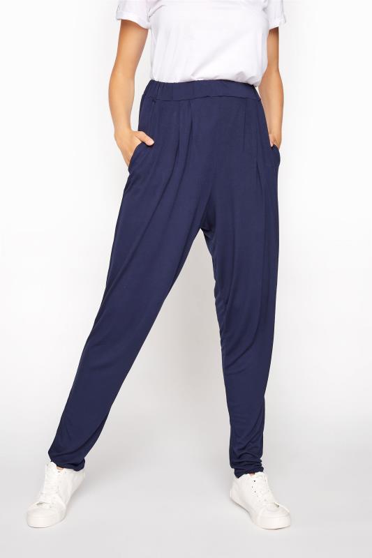  Grande Taille LTS Tall Navy Blue Stretch Harem Trousers