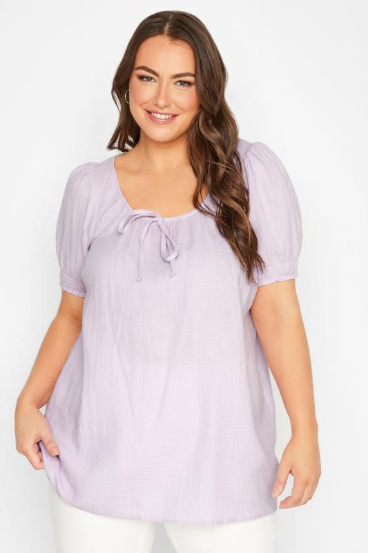 YOURS Plus Size Purple Crinkle Gypsy Top | Yours Clothing  4