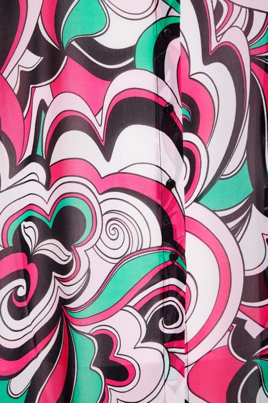 LTS Tall Women's Pink Retro Swirl Print Longline Beach Shirt | Long Tall Sally 6