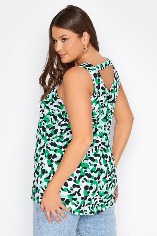 Plus Size Green Animal Print Bar Back Vest Top | Yours Clothing 3
