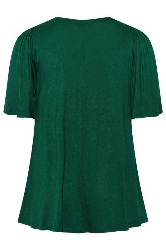 Plus Size Forest Green Pleat Angel Sleeve Swing Top | Yours Clothing 7
