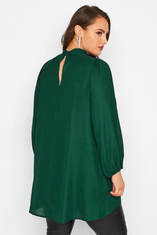 YOURS LONDON Curve Green Diamante Long Sleeve Tunic Top 3