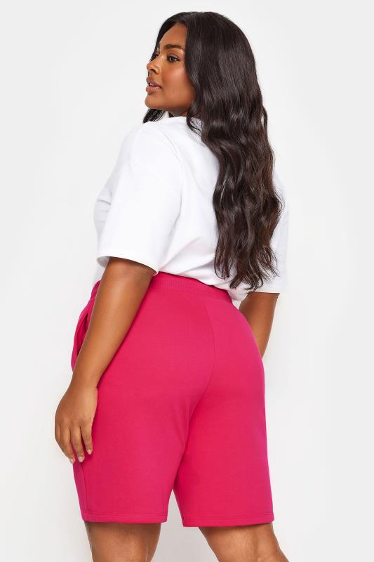 YOURS Plus Size Hot Pink Jogger Shorts | Yours Clothing 3