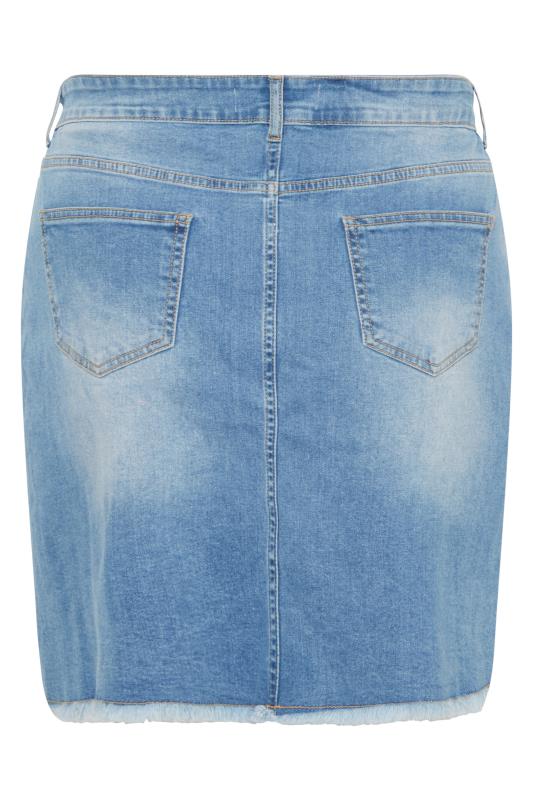 Plus Size Light Blue Denim Ripped Skirt | Yours Clothing 6