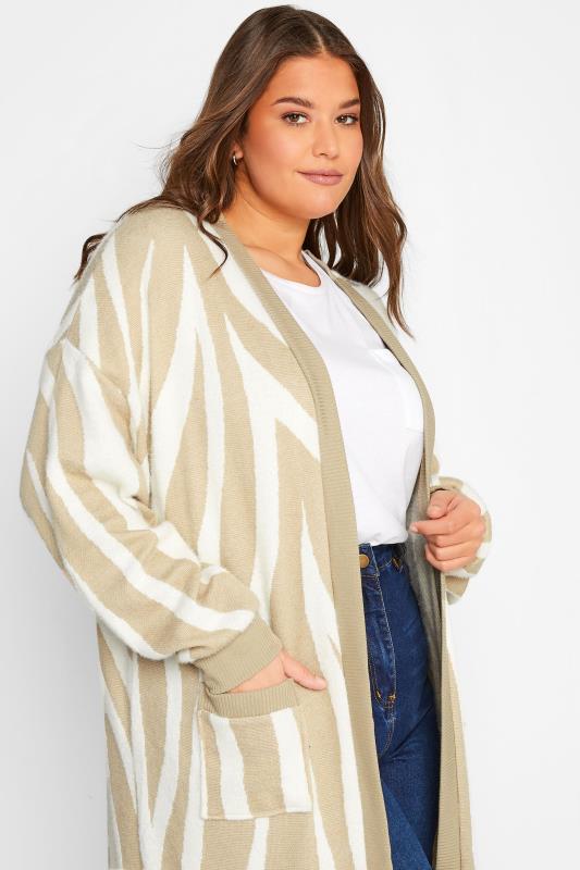 LTS Tall Women's White & Beige Brown Marble Print Cardigan | Long Tall Sally 4