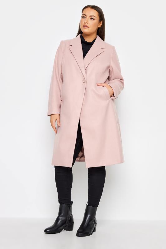 Plus Size  City Chic Light Pink Formal Midi Coat