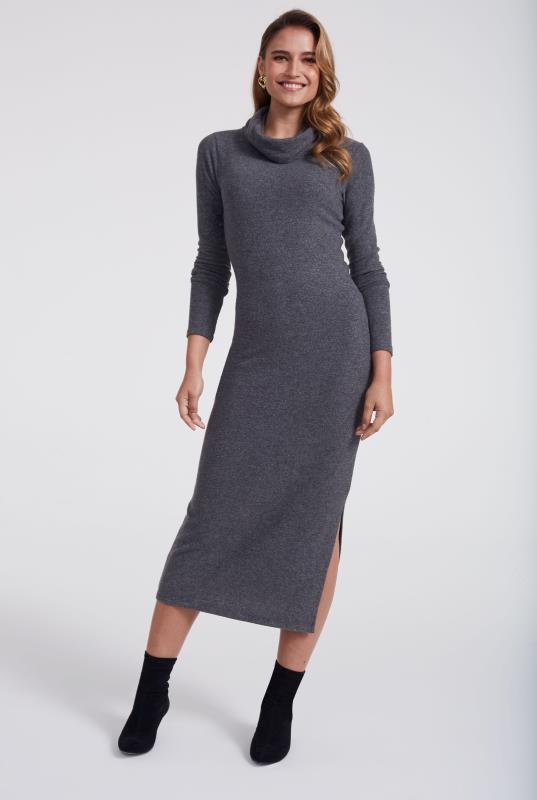 Grey Soft Jersey Cowl Neck Midi Dress | Long Tall Sally