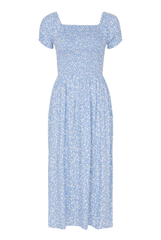 Blue Floral Print Shirred Body Dress | Long Tall Sally