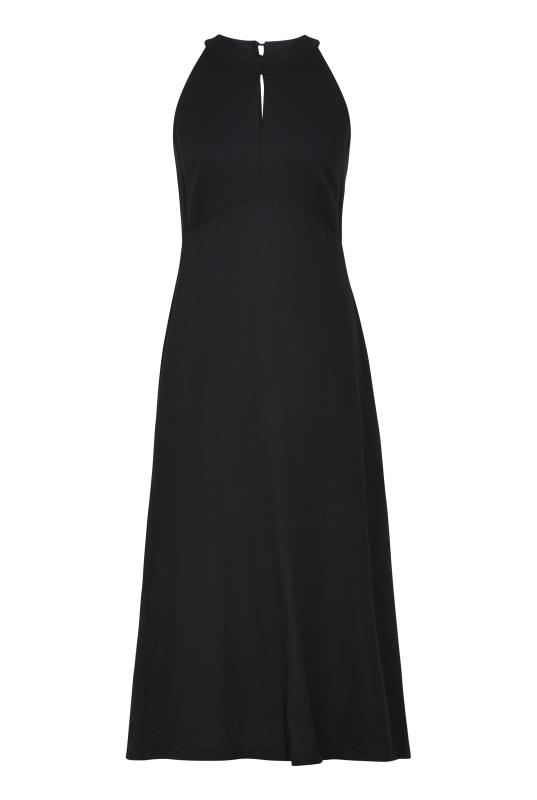 Black Linen Blend Keyhole Maxi Dress | Long Tall Sally
