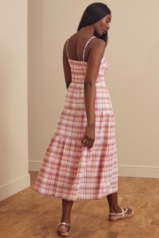 Pink Checked Tiered Cotton Summer Dress_2.jpg