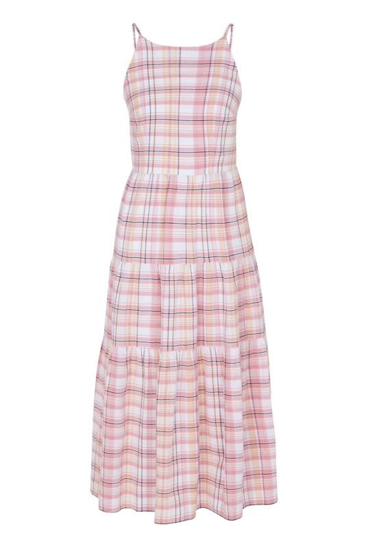 Pink Checked Tiered Cotton Summer Dress_4.jpg