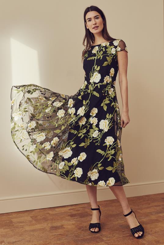 Black Floral Embroidered Occasion Dress | Long Tall Sally