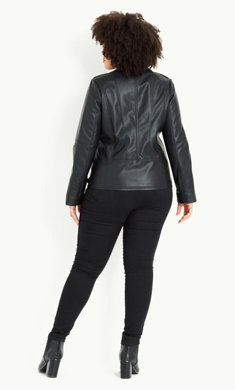 Asymmetrical Zip Front Black Biker Jacket 2