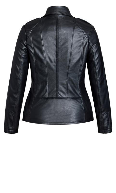 Asymmetrical Zip Front Black Biker Jacket 4
