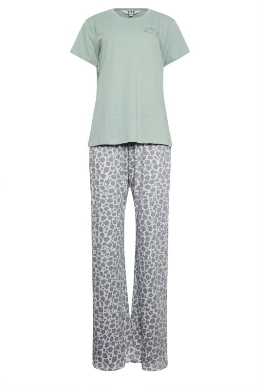 LTS Tall Green 'Wildest Dreams' Slogan Leopard Print Pyjama Set | Long Tall Sally  6
