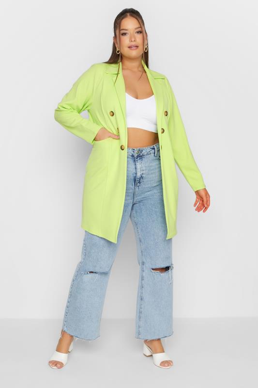 LIMITED COLLECTION Curve Lime Green Button Blazer 3
