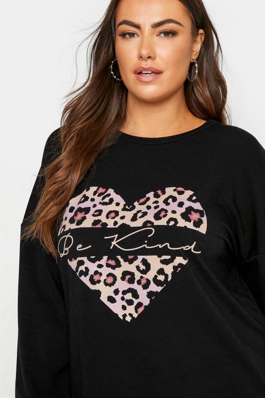 LIMITED COLLECTION Black 'Be Kind' Leopard Print Sweatshirt_D.jpg