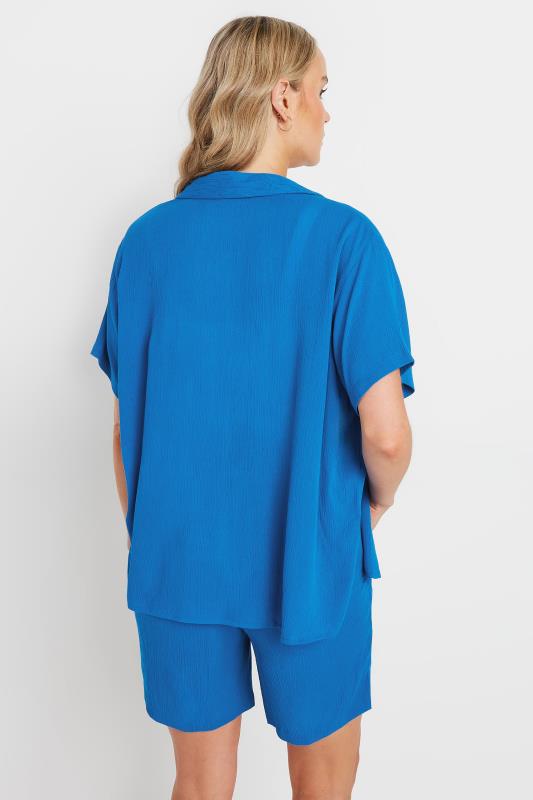 LTS Tall Women's Blue Crinkle Short Sleeve Shirt | Long Tall Sally  4