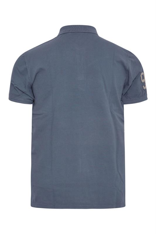 BLEND Big & Tall Blue Washed Polo Shirt 4