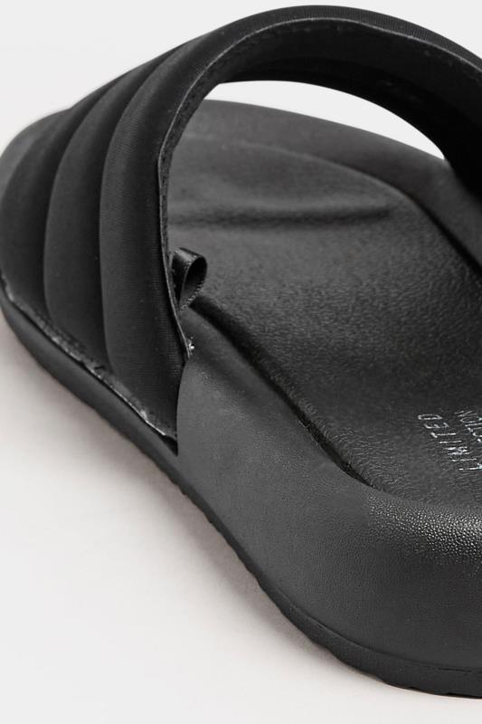 LIMITED COLLECTION Black Padded Sliders In Wide E Fit | Yours Clothing 4