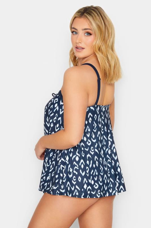 YOURS Curve Plus Size Navy Blue Animal Print Tankini Top | Yours Clothing  4