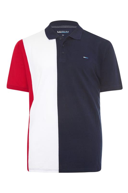 BadRhino Big & Tall Navy Blue & Red Striped Polo Shirt_F.jpg