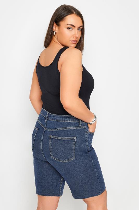 YOURS Curve Plus Size Dark Blue Bermuda Shorts | Yours Clothing  4
