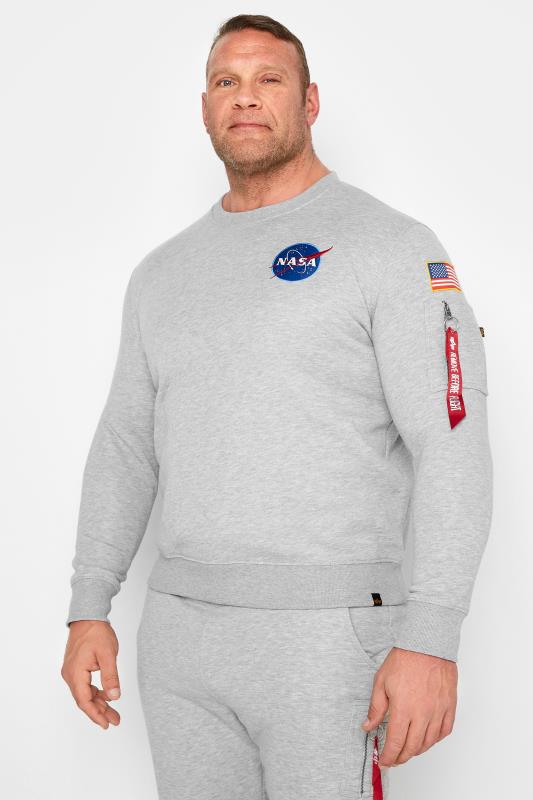 Plus Size Sweatshirts ALPHA INDUSTRIES Grey NASA Space Shuttle Sweatshirt