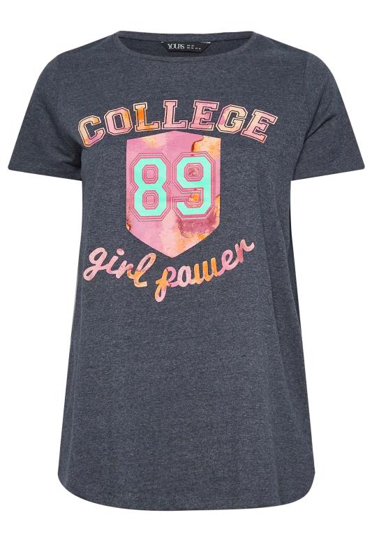 YOURS Plus Size Grey 'Girl Power' Printed V-Neck T-Shirt | Yours Clothing 6