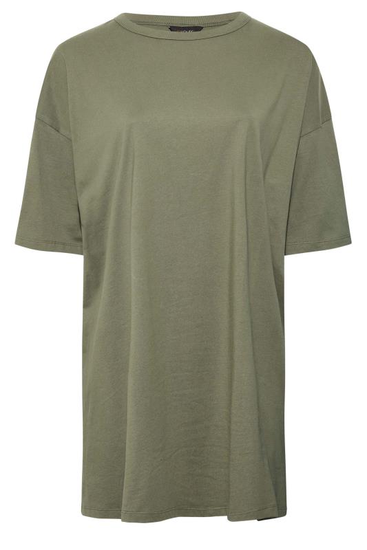 Plus-Size Khaki Green Oversized Tunic T-Shirt | Yours Clothing 6