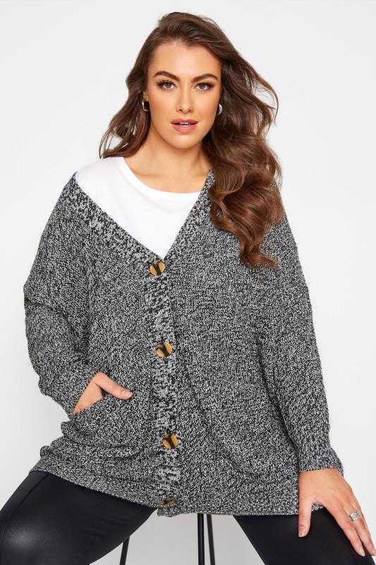 Grey Mono Button Knitted Cardigan_A.jpg