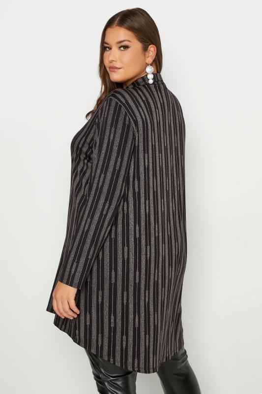 Plus Size Black Stripe Button Through Shirt | Yours Clothing  3
