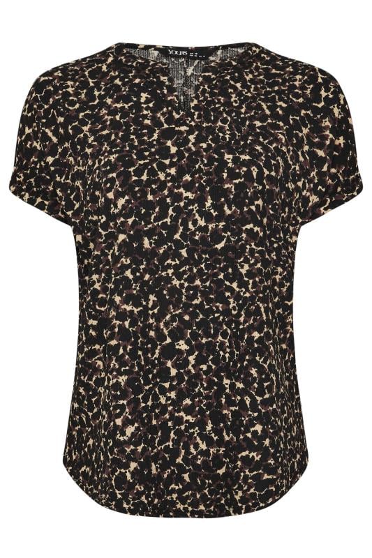 YOURS Plus Size Brown Leopard Print Textured Top | Yours Clothing 5