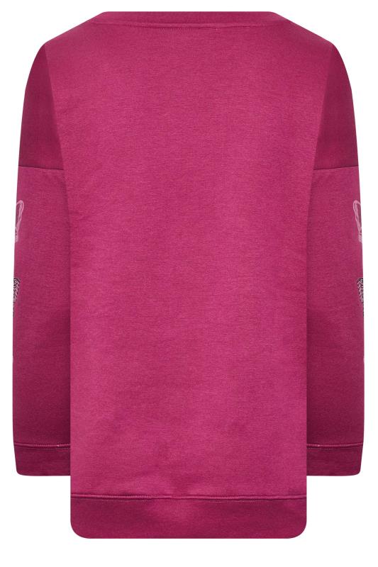 LIMITED COLLECTION Plus Size Pink Butterfly Sleeve Soft Touch Sweatshirt | Yours Clothing 8