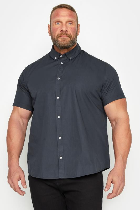Men's  BadRhino Big & Tall Navy Poplin Short Sleeve Shirt