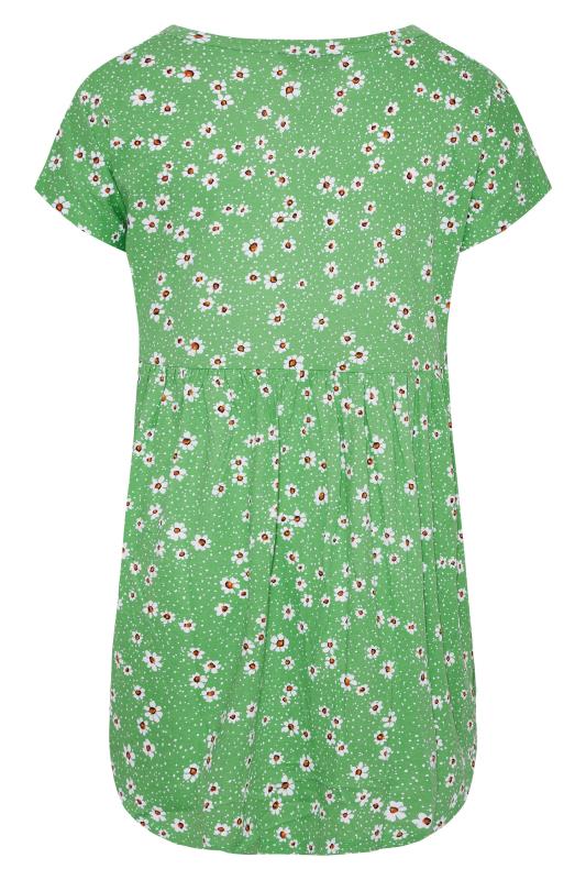 Plus Size Green Daisy Print Button Through Smock Top | Yours Clothing  7